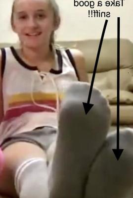 yr old athlete exposes and instructs you to smell her socks