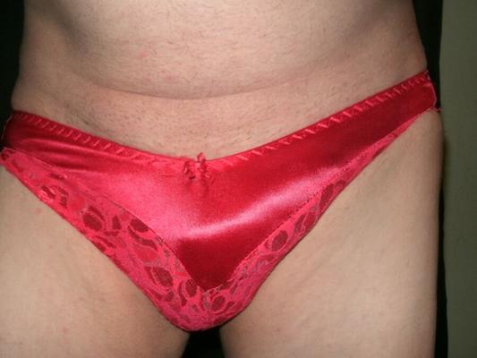 LaceyLovesCD Red Satin and  Lace Panties