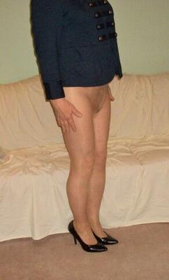 Alice at attention in pantyhose