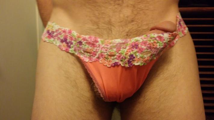 pink flower lace thong