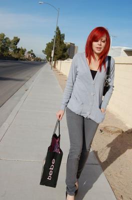 Redhead pissing in her jeans