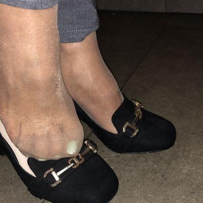 Nylon heels sister back from work