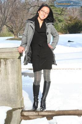 Pantyhose Model Mylani, outdoors in the snow