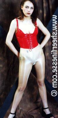 sheer finesse nude pantyhose red corset