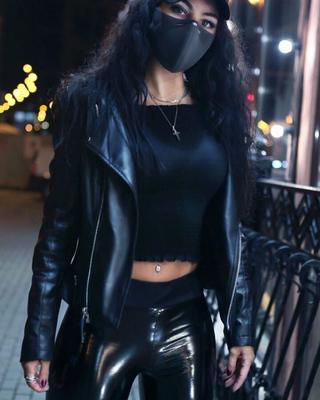 Eva skinny babe in tigh shiny outfits