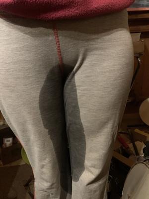 Wife was to late and wet herself show her wet dirty panties.