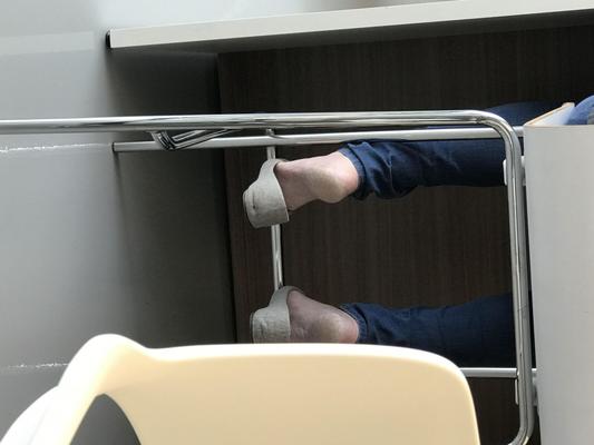 Rachael candid break room feet