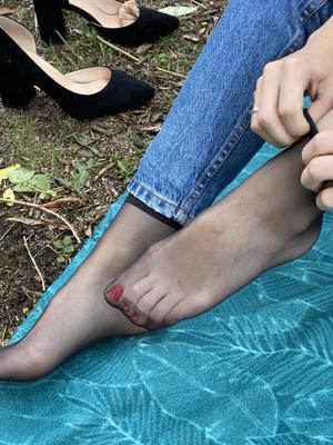 ex novia en calcetines de nylon negro