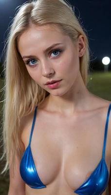 blonde in latex on the street