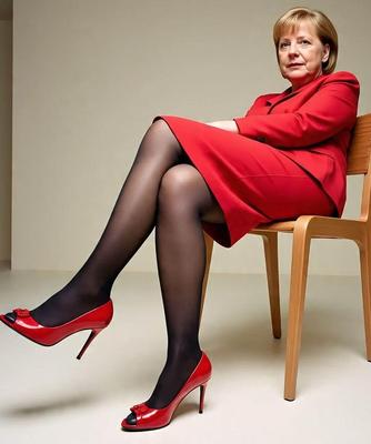Angela Merkel Legshow in Nylons und hohen Hacken AI